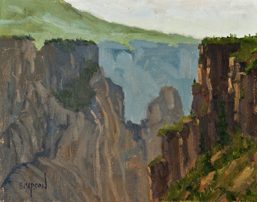 Cross Fissure plein air oil painiting Black Canyon National Park by Mike Simpson