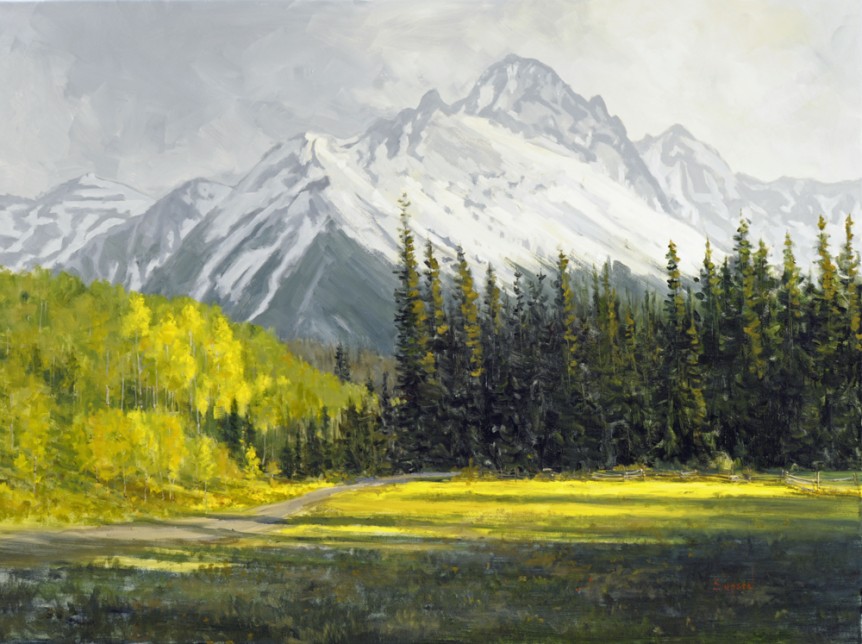 Oil painting by Mike Simpson of Mt. Sneffles in the San Juan Range of the Colorado Rockies